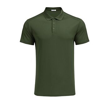PINSPARK Men's Moisture Wicking Quick Dry Golf Polo Short Sleeve Slim Fit Collared Athletic Shirt