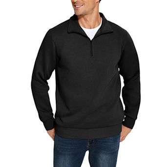 PINSPARK Men's Quarter Zip Mock Neck Pullover Fleece Long Sleeve Fall Winter Warm Sweatshirt
