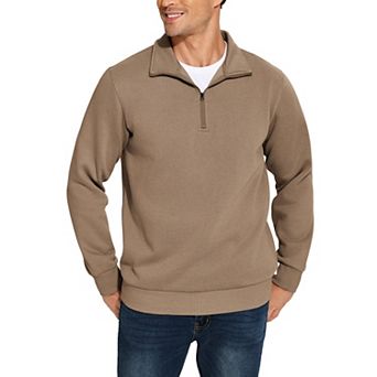 PINSPARK Men's Quarter Zip Mock Neck Pullover Fleece Long Sleeve Fall Winter Warm Sweatshirt