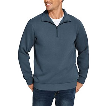 PINSPARK Men's Quarter Zip Mock Neck Pullover Fleece Long Sleeve Fall Winter Warm Sweatshirt