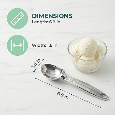 Ice Cream Scoop Comfortable Ergonomic Handle Easy Release Easy Clean for Gelato 1Pc6.9x1.6Inch