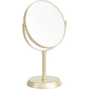 Gold Tabletop Magnifying Vanity Mirror 7.2", 1X/5X Dual Magnification Iron Frame