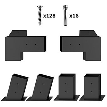 Outsunny Pergola Brackets, 15° Slanted Roof Pergola Bracket Kit