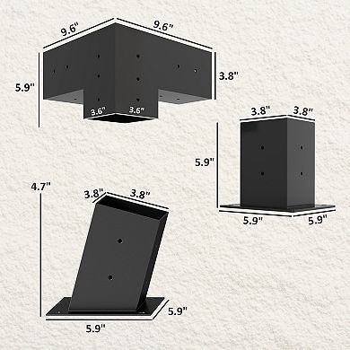 Outsunny Pergola Brackets, 15° Slanted Roof Pergola Bracket Kit