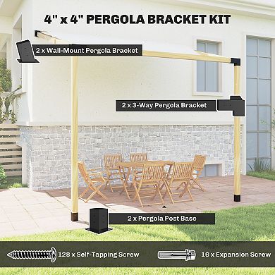 Outsunny Pergola Brackets, 15° Slanted Roof Pergola Bracket Kit