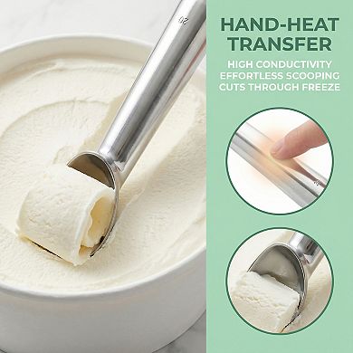 Aluminum Ice Cream Scoop with Ergonomic Handle for Easy Release and Cleaning 1Pcs 6.9x1.6inch