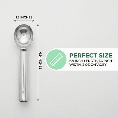 Aluminum Ice Cream Scoop with Ergonomic Handle for Easy Release and Cleaning 1Pcs 6.9x1.6inch