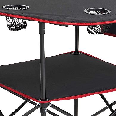 Folding Portable Camping Table Oxford Round with 4 Cup Holders
