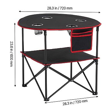 Folding Portable Camping Table Oxford Round with 4 Cup Holders