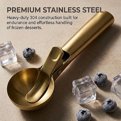 Ice Cream Scoop, 1 Pcs Pop-out Stainless Steel Ice Cream Scooper, Ergonomic Handle 7.5x2.2 Inch