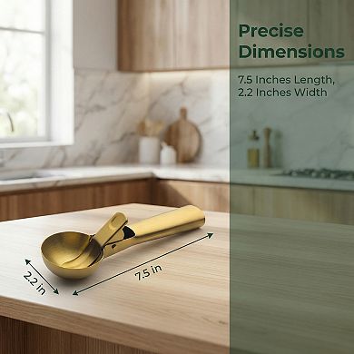 Ice Cream Scoop, 1 Pcs Pop-out Stainless Steel Ice Cream Scooper, Ergonomic Handle 7.5x2.2 Inch