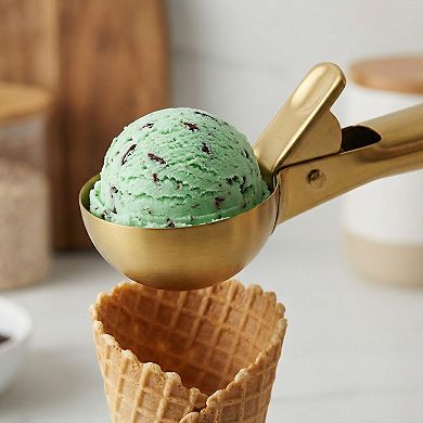 Ice Cream Scoop, 1 Pcs Pop-out Stainless Steel Ice Cream Scooper, Ergonomic Handle 7.5x2.2 Inch