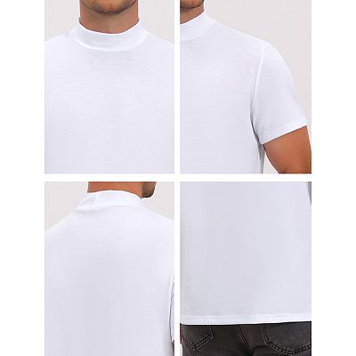 Men's Mock Turtleneck T-Shirts Short Sleeve Casual Undershirt T-Shirt