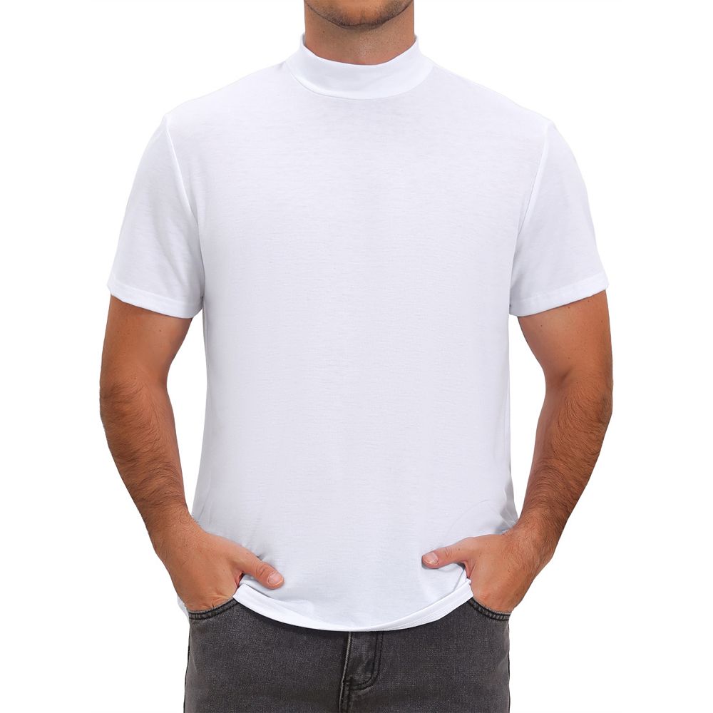 Men's Mock Turtleneck T-Shirts Short Sleeve Casual Undershirt T-Shirt