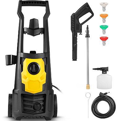 Portable Electric 1.65 GPM Flow rate Pressure Washer with Built-In Hose Reel and Wheels