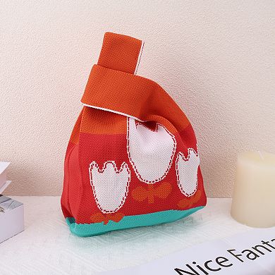 Durable Flowers Knitted Wrist Bag 1Pc