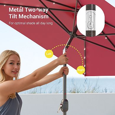 Sonkuki 6×9ft LED Rectangular Outdoor Patio Market Umbrella for Deck, Garden and Poolside