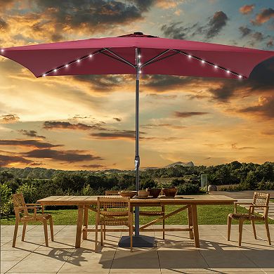 Sonkuki 6×9ft LED Rectangular Outdoor Patio Market Umbrella for Deck, Garden and Poolside