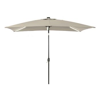 Sonkuki 6×9ft LED Rectangular Outdoor Patio Market Umbrella for Deck, Garden and Poolside
