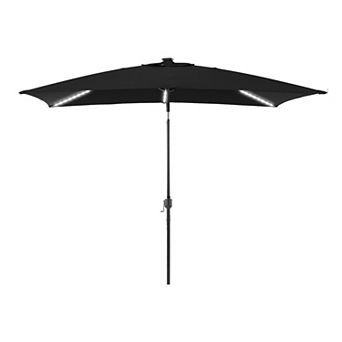 Sonkuki 6×9ft LED Rectangular Outdoor Patio Market Umbrella for Deck, Garden and Poolside