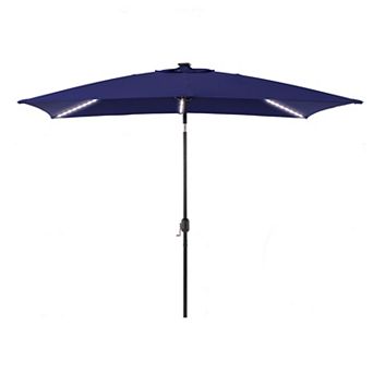 Sonkuki 6×9ft LED Rectangular Outdoor Patio Market Umbrella for Deck, Garden and Poolside