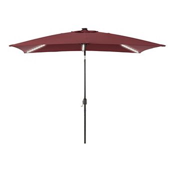 Sonkuki 6×9ft LED Rectangular Outdoor Patio Market Umbrella for Deck, Garden and Poolside