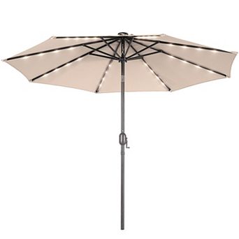 Sonkuki 10ft LED Outdoor Patio Market Umbrella With Solar Lights and Tilt Button