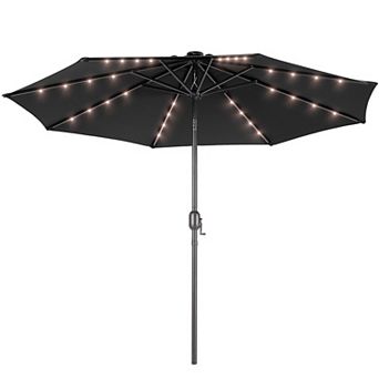 Sonkuki 10ft LED Outdoor Patio Market Umbrella With Solar Lights and Tilt Button
