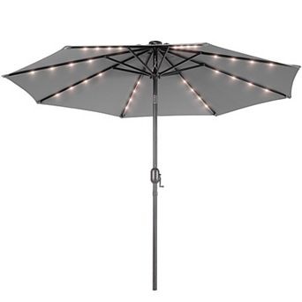 Sonkuki 10ft LED Outdoor Patio Market Umbrella With Solar Lights and Tilt Button