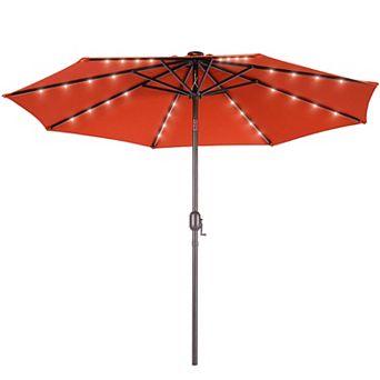 Sonkuki 10ft LED Outdoor Patio Market Umbrella With Solar Lights and Tilt Button