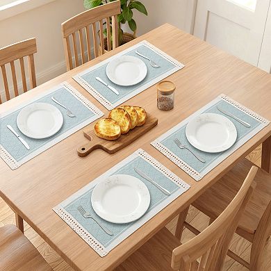 Set of 4 Linen Farmhouse Placemats for Dining Table Decor Washable Kitchen Table Mat 17.7x13.8 Inch