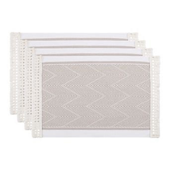 Set of 4 Linen Farmhouse Placemats for Dining Table Decor Washable Kitchen Table Mat 17.7x13.8 Inch