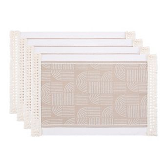 Set of 4 Linen Farmhouse Placemats for Dining Table Decor Washable Kitchen Table Mat 17.7x13.8 Inch