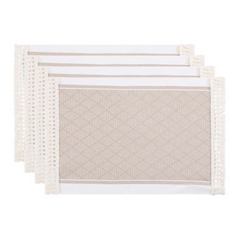 Set of 4 Linen Farmhouse Placemats for Dining Table Decor Washable Kitchen Table Mat 17.7x13.8 Inch