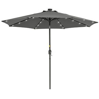 Sonkuki 9ft LED Outdoor Patio Umbrella, Shade Market Umbrella with Crank for Garden, Deck and Pool