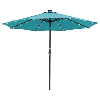 Sonkuki 9ft LED Outdoor Patio Umbrella, Shade Market Umbrella with Crank for Garden, Deck and Pool