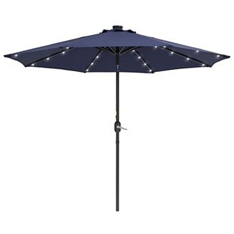 Sonkuki 9ft LED Outdoor Patio Umbrella, Shade Market Umbrella with Crank for Garden, Deck and Pool