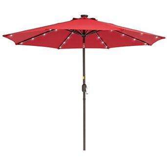 Sonkuki 9ft LED Outdoor Patio Umbrella, Shade Market Umbrella with Crank for Garden, Deck and Pool