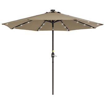 Sonkuki 9ft LED Outdoor Patio Umbrella, Shade Market Umbrella with Crank for Garden, Deck and Pool
