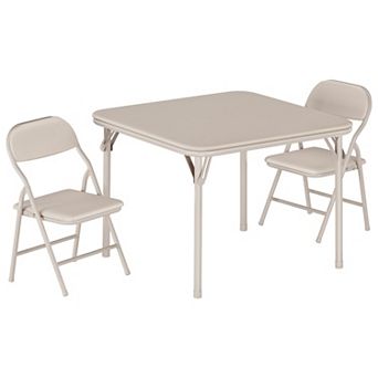 3 pc Kids Folding Table&Chair Set,Space-Saving Toddler Activity Table,Soft Waterproof PU Top