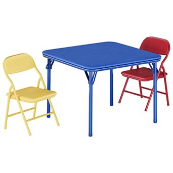 3 pc Kids Folding Table&Chair Set,Space-Saving Toddler Activity Table,Soft Waterproof PU Top