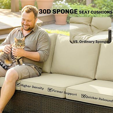 Outsunny 3 Seater Outdoor Couch Sofa with Cushioned Wide Seats