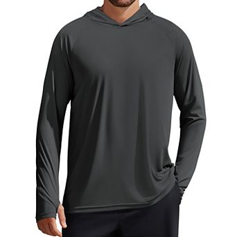 PINSPARK Men's UPF50+ Long Sleeve Rash Guard Sun Protection Hoodie Fishing Hiking Shirt