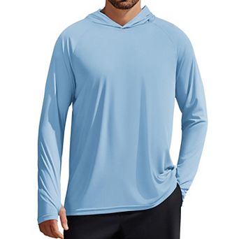 PINSPARK Men's UPF50+ Long Sleeve Rash Guard Sun Protection Hoodie Fishing Hiking Shirt