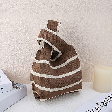Horizontal Stripes Knitted Wrist Bag 1Pc