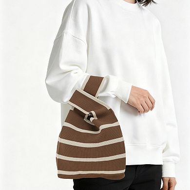 Horizontal Stripes Knitted Wrist Bag 1Pc