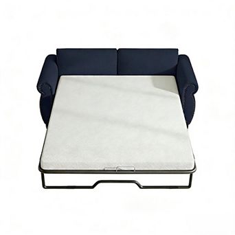 Mjkone Linen Convertible Modern Nailhead Armrests Sofa Bed