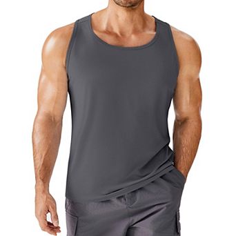 PINSPARK Men's Quick Dry Sleeveless Tank Tops UPF50+ Gym Workout Running Beach Muscle Tees