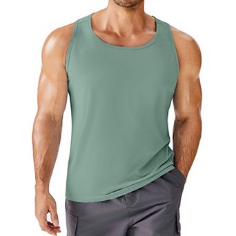 PINSPARK Men's Quick Dry Sleeveless Tank Tops UPF50+ Gym Workout Running Beach Muscle Tees
