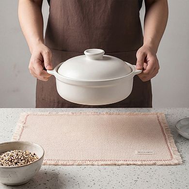 Rustic Placemats Set of 4 Cotton Blend Mats with Tassel for Dining Table Decor 15.7x11.8 Inch